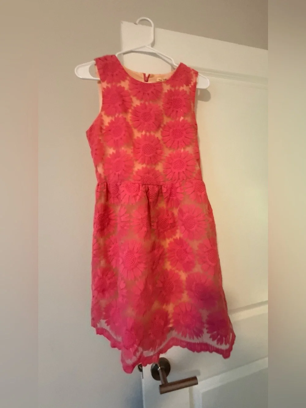 Ellison Coral Pink Floral Lace Midi Dress - Picture 5 of 8